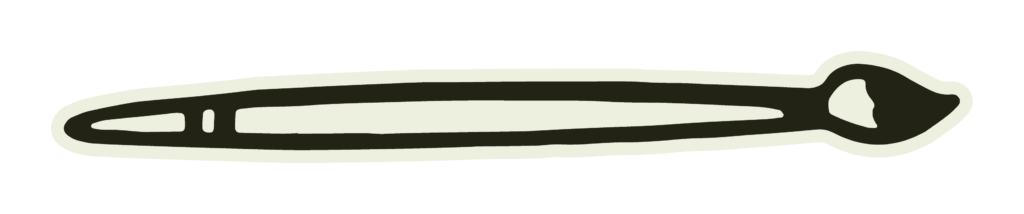 Illustration of a paintbrush with a dark handle and light bristles, outlined in an off-white color, on a black background—perfect for art enthusiasts exploring fun things to do around Duluth MN.
